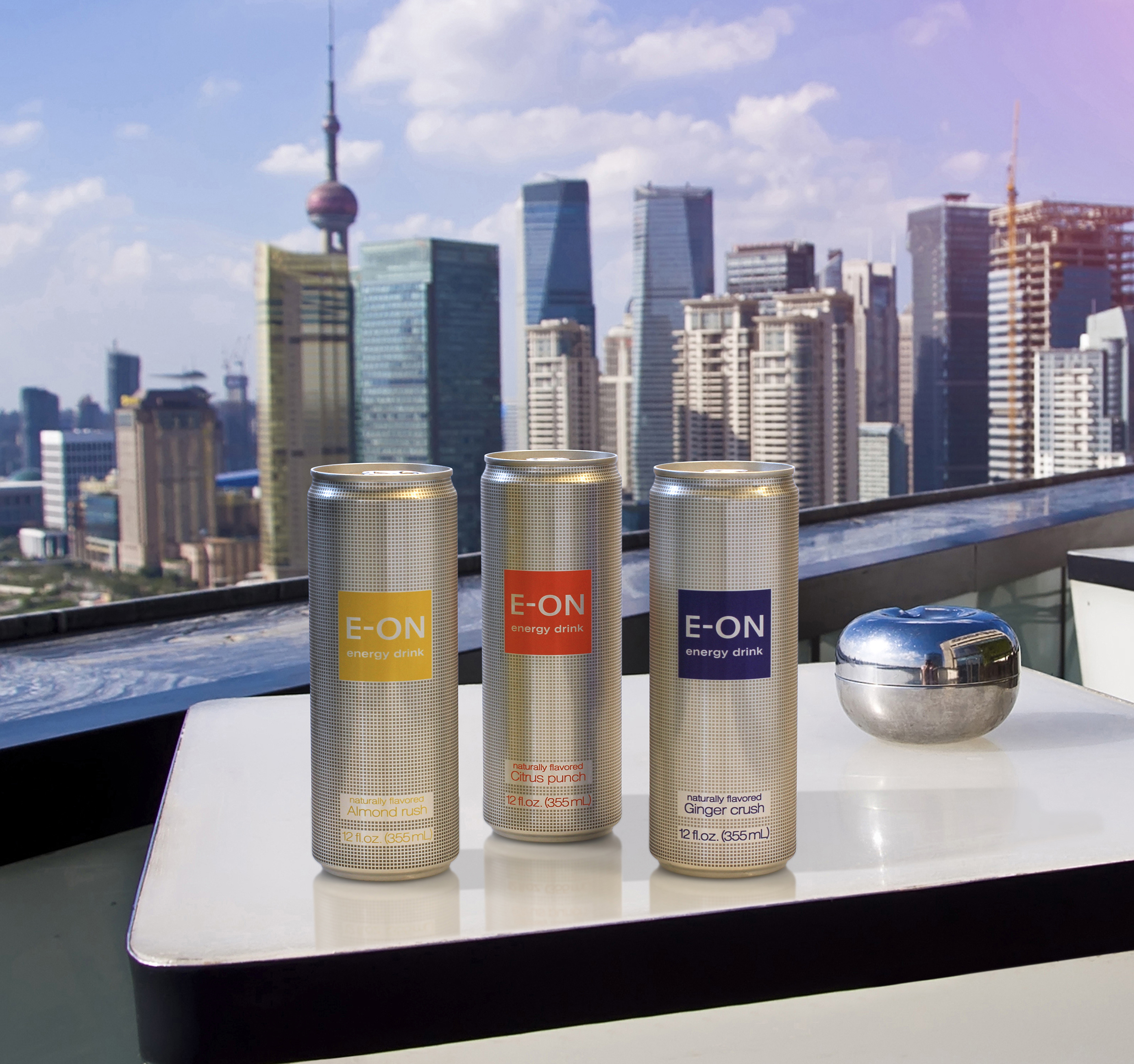 E-ON premium energy drink launches in Rexam 12 oz. Sleek®